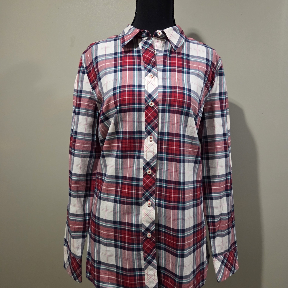 Talbots Red and Blue Plaid Shirt - Picture 2 of 9